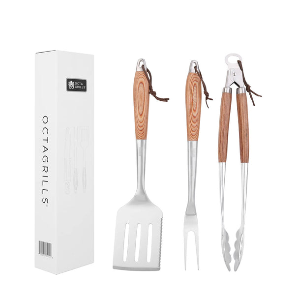 3-Piece Stainless Steel BBQ Utensil Set