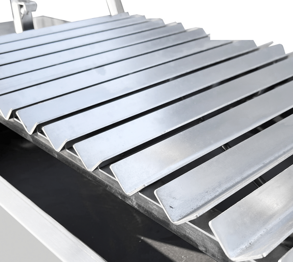 Octagrills Argentina grill stainless steel v shaped grate no flare up bbq open fire charcoal New York grades fat drippings drip