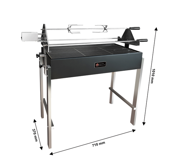 OctaGrills Cyprus Classic foukou charcoal rotisserie barbecue with three stainless steel skewers and grill grate for souvla, kontosouvli, and kokoretsi