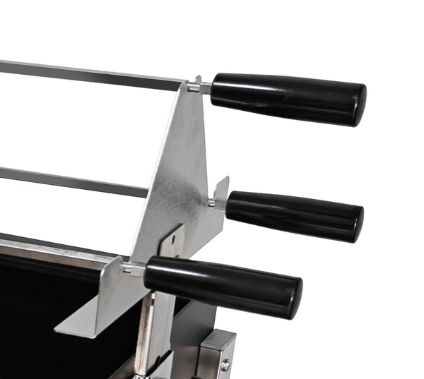 OctaGrills Cyprus Classic foukou charcoal rotisserie barbecue with three stainless steel skewers and grill grate for souvla, kontosouvli, and kokoretsi