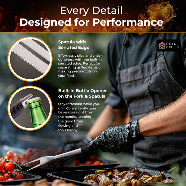 3-Piece Stainless Steel BBQ Utensil Set