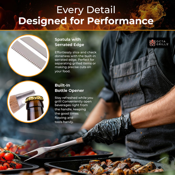 3-Piece Stainless Steel BBQ Utensil Set